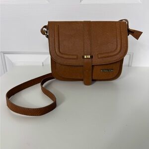 ESTALON 100% Genuine Leather‎ Crossbody Bag Purse Brown